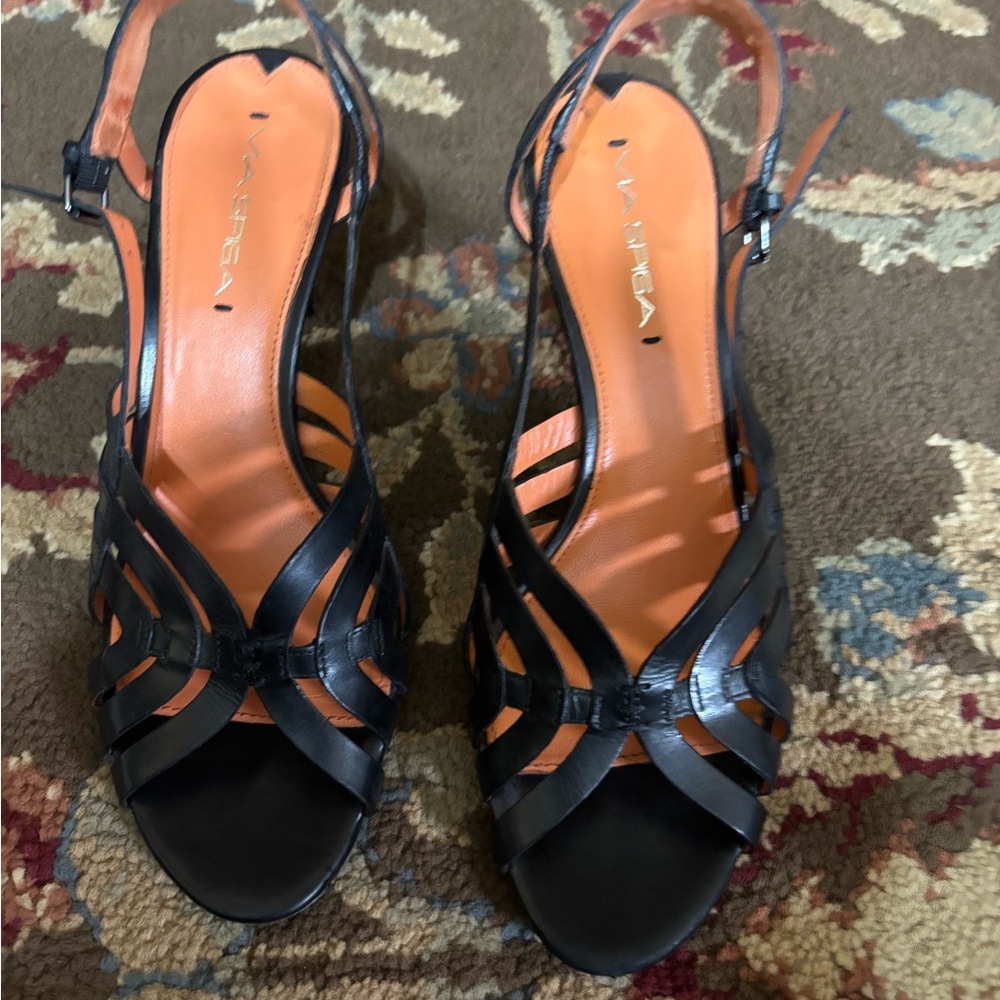 Via Spiga black Elegant Black High Heel Sandals with Crisscross Straps 9